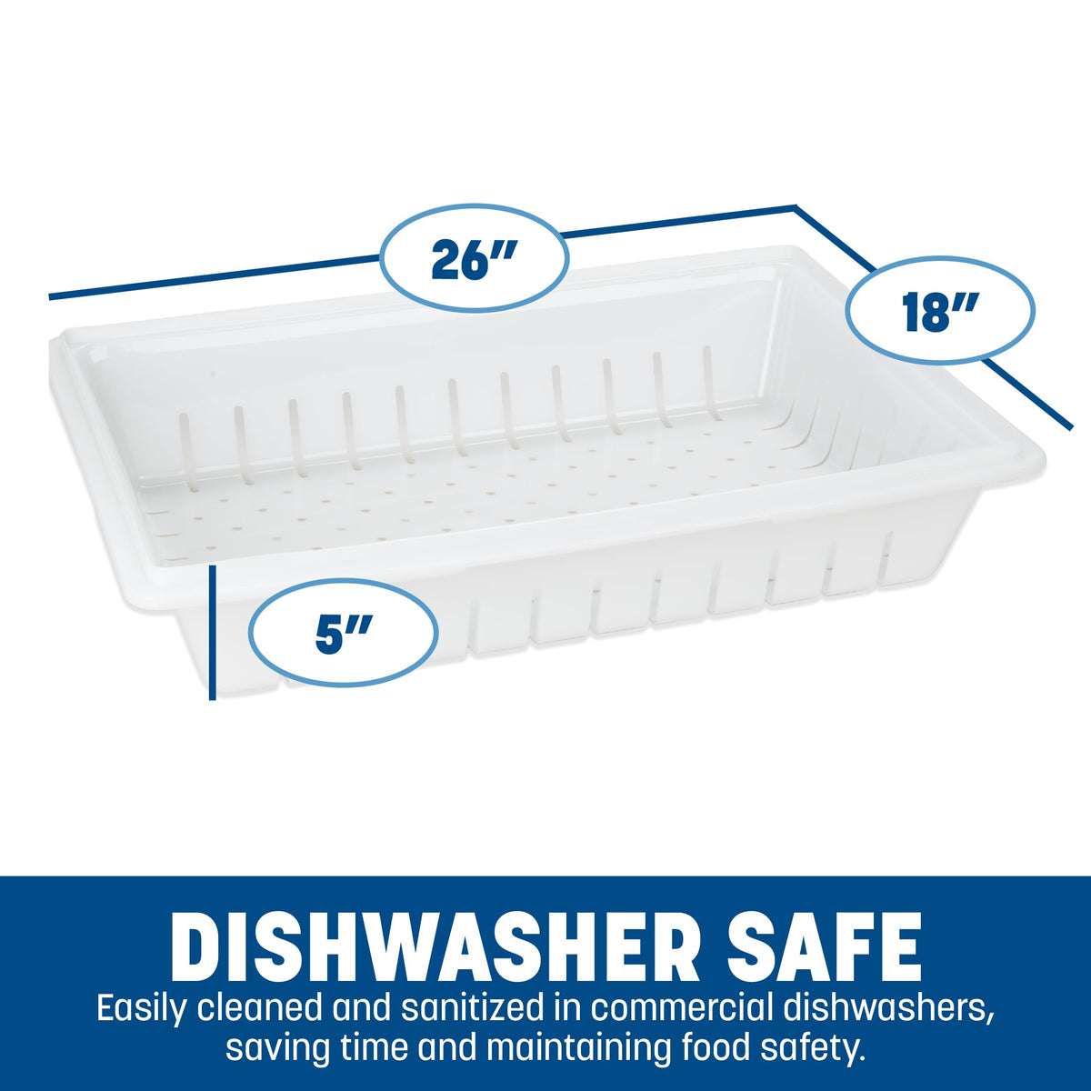 Storplus Food Storage Container Colander with Stackable Design for Catering by Carlisle FoodService Products – 26 x 18 Inches, 0.0 ounces, Plastic, White, Model 10648