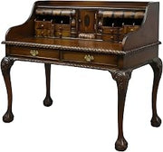 Solid Wood Secretary Desk with Storage, Writing Desk for Home Office and Small Desk with Drawers, Brown