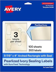 Avery Printable Sealing Labels, 5-7/8" x 4", Pearlized Ivory, Sure Feed Technology, Print-to-The-Edge Capability, Laser/Inkjet Printer Compatible, 300 Total