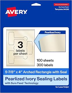 Avery Printable Sealing Labels, 5-7/8" x 4", Pearlized Ivory, Sure Feed Technology, Print-to-The-Edge Capability, Laser/Inkjet Printer Compatible, 300 Total
