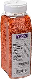 DecoPac Orange Sprinkles | Extra Large 26oz Pack | Cake Sprinkle Mix, Fancy Sprinkles For Cake Decorating, Handheld Container, Candy Sprinkles, Cake Sprinkles - Orange