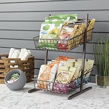 Hubert Countertop Merchandising Stand, 2-Tier Slanted Wire Display Rack for Check Out Areas