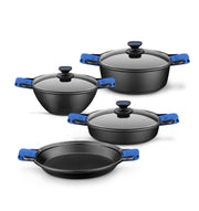 Solid+ Cast Aluminium Non-Stick Tall Casserole with Glass Lid by Monix – 2.6 Quarts, 2.5 liters, Aluminum, Black, Model M360320
