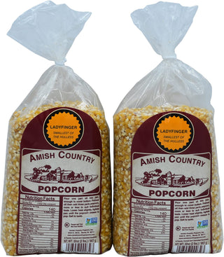 2-2 Lb Bags - Ladyfinger Kernels | Old Fashioned by Amish Country Popcorn – 10.67 Ounce (Pack of 3), Pack of 3