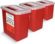 Large Sharps Container for Home Use and Professional 2 Gallon (3-Pack) with Sliding Top, Biohazard Needle and Syringe Disposal, CDC Certified