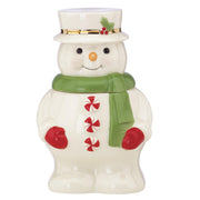 Oneida Merry & Bright Snowman Treat Jar, Porcelain Figural Design, Multicolor