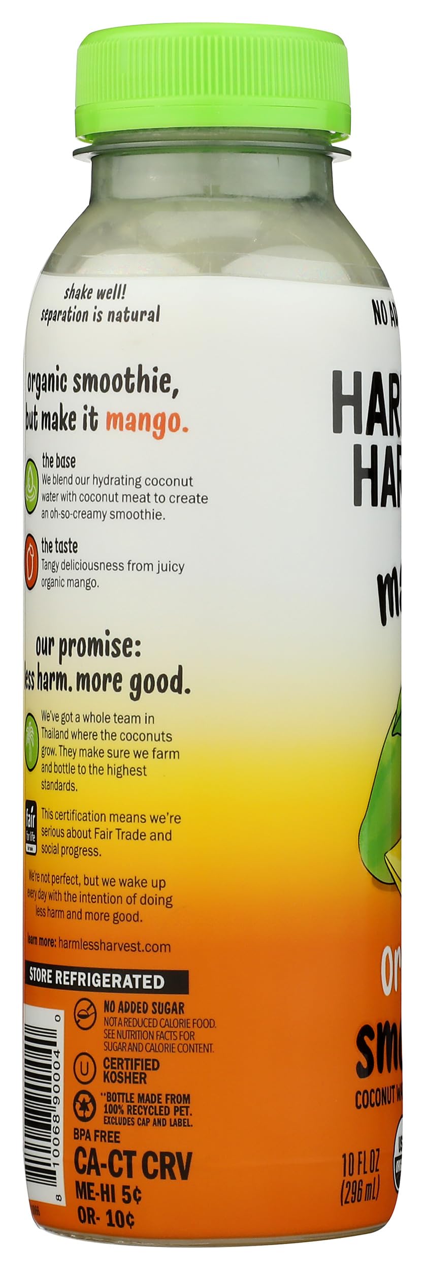 Organic Mango Coconut Smoothie, 10 Fl Oz Bottle by Harmless Harvest – 10 Fl Oz (Pack of 1), Model 0810068900040