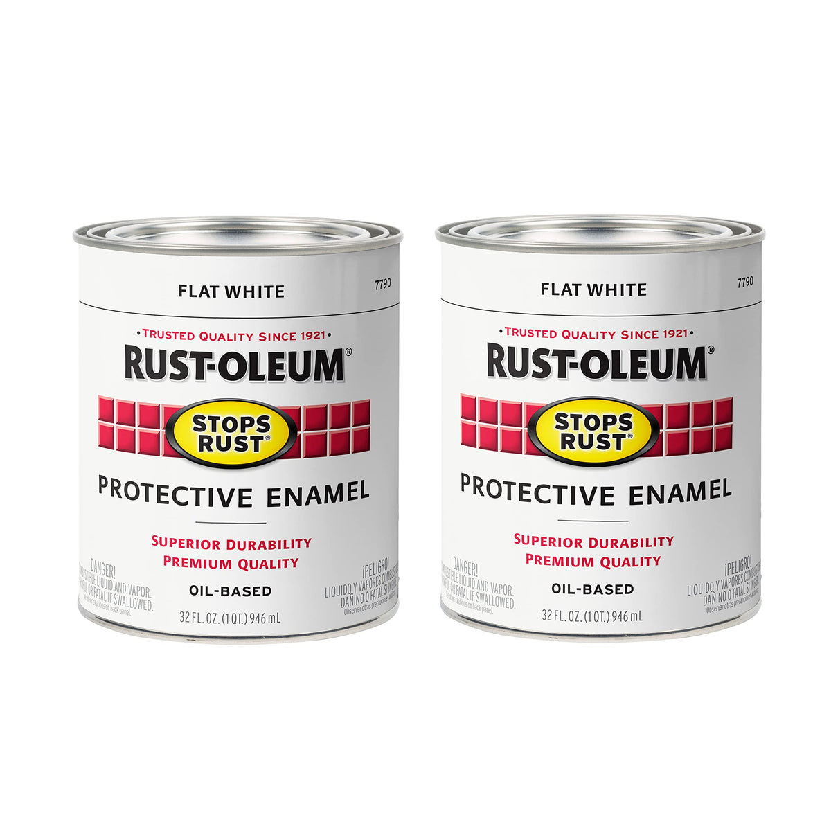 Rust-Oleum Flat White / 32 Fl Oz (Pack of 2) / Brush on Paint Interior & Exterior House Paint