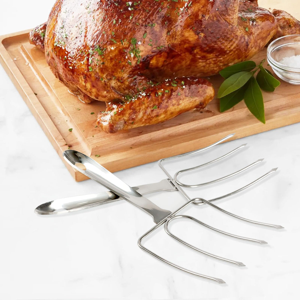 Kaycrown Meat Lifter Forks, Stainless Steel Poultry Carvers Set of 2, Silver