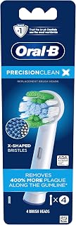 Precision Clean X-Filament Electric Toothbrush Replacement Brush Heads for Advanced Plaque Removal, Compatible with Oral-B Pro, Genius, Smart & Vitality Series, 4 Count