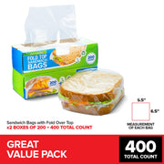 Stock Your Home 400 / 6.5 inches x 5.5 inches / Clear Food Storage Bags