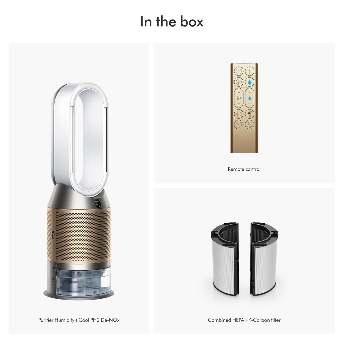 Purifier Humidify+Cool PH2 De-NOx​ by Dyson – large, Plastic, White/Gold, Model 544589-01
