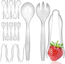 18 Count Disposable Serving Utensils, Clear Plastic Serving Utensils Set for Catering Weddings, Holiday Parties, and More, Disposable Serving Spoons for Buffet, Party Utensils, Stock Your Home