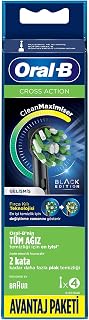 Oral-B Replacement Toothbrush Head Cross Action Black, 4 Count