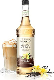 Monin Natural Zero Sugar Free Vanilla Syrup for Drinks- 750 ml / 25.4 fl oz