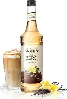 Monin Natural Zero Sugar Free Vanilla Syrup for Drinks- 750 ml / 25.4 fl oz
