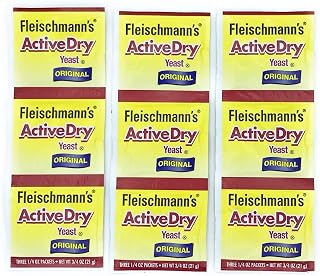 Fleischmann's Yeast, Active, Dry, 0.75-Ounce Packet (Pack of 9)