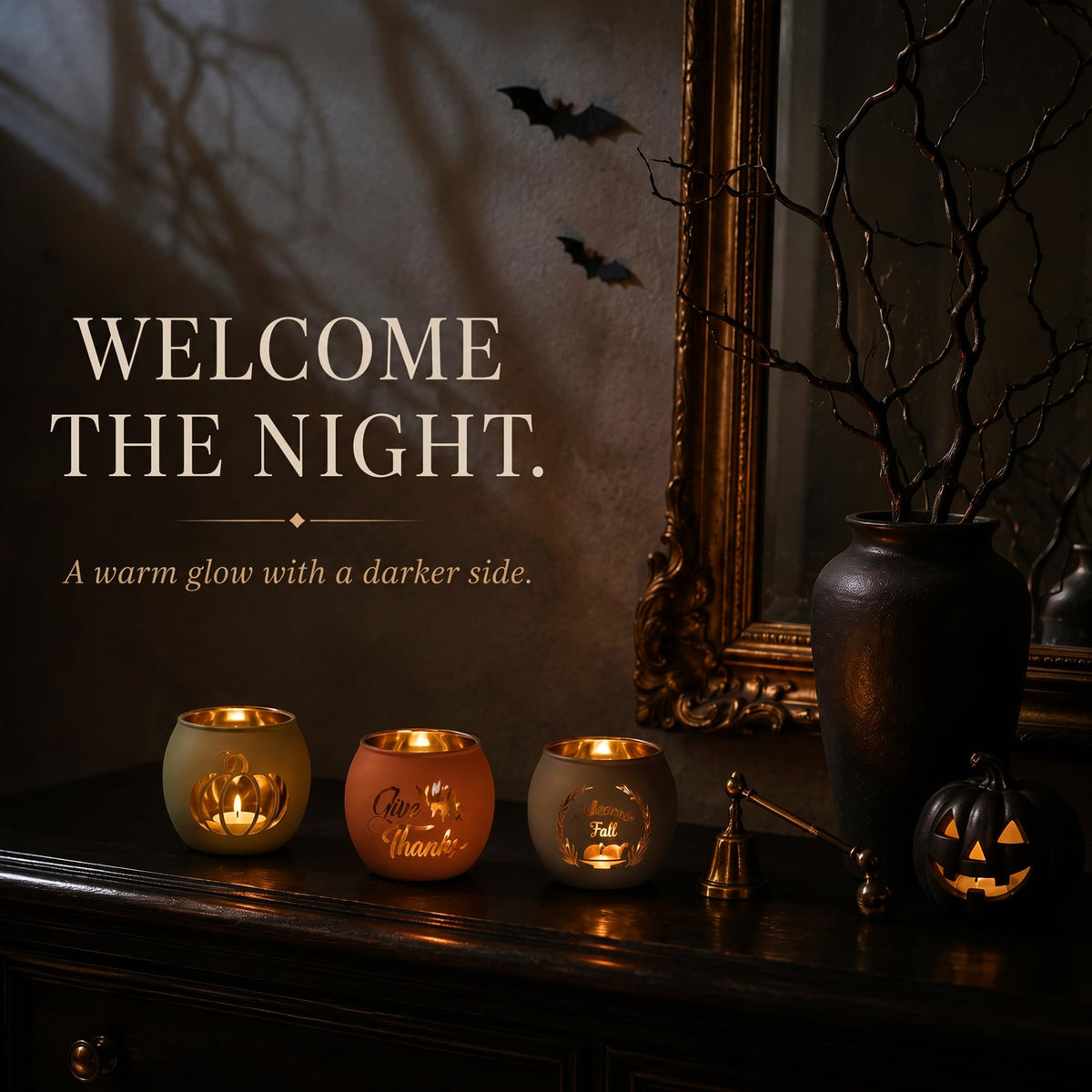 Ysnn Fall Candle Holders, Set of 6, Frosted Glass