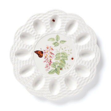 Butterfly Meadow Egg Tray by Lenox – 11.8" x 11.8" x 0.8", Porcelain, Multicolor, Model 893457
