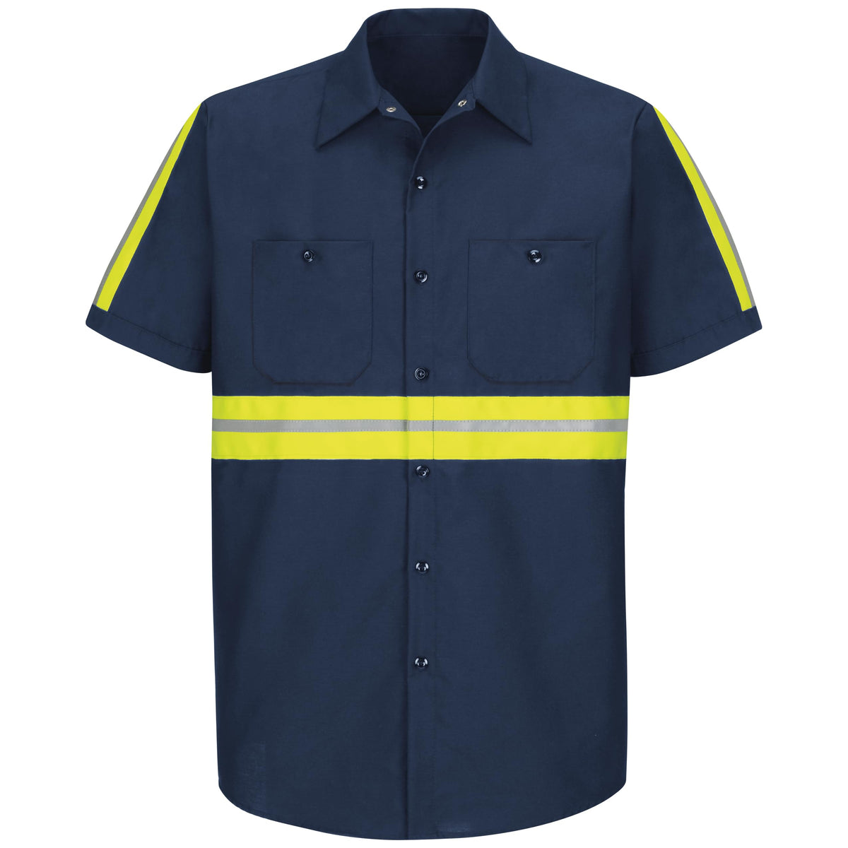 Red Kap Large Tall / Navy With Yellow/Green Visibility Trim / Tall Tops
