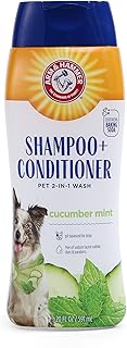 Arm & Hammer 2-in-1 Dog Shampoo and Conditioner, Cucumber Mint, 20 Fl Oz | Baking soda formula, 2-in-1 shampoo and conditioner, cucumber mint scent, odor eliminating