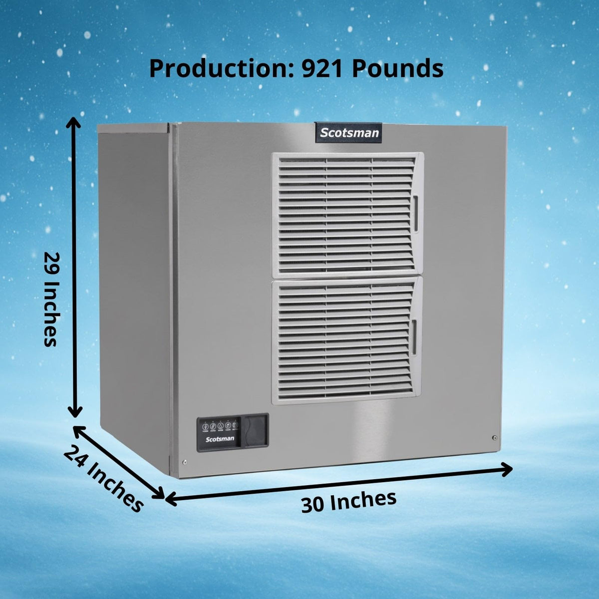 Prodigy Elite Medium Cube 30" Ice Maker - 921 lb/Day by Scotsman – 921 lb / Day - No Storage, 0.0 pounds, Model MC0830MAX-32
