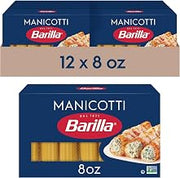 Barilla Manicotti Pasta, Non-GMO Kosher Pasta, 8oz. (12PK)