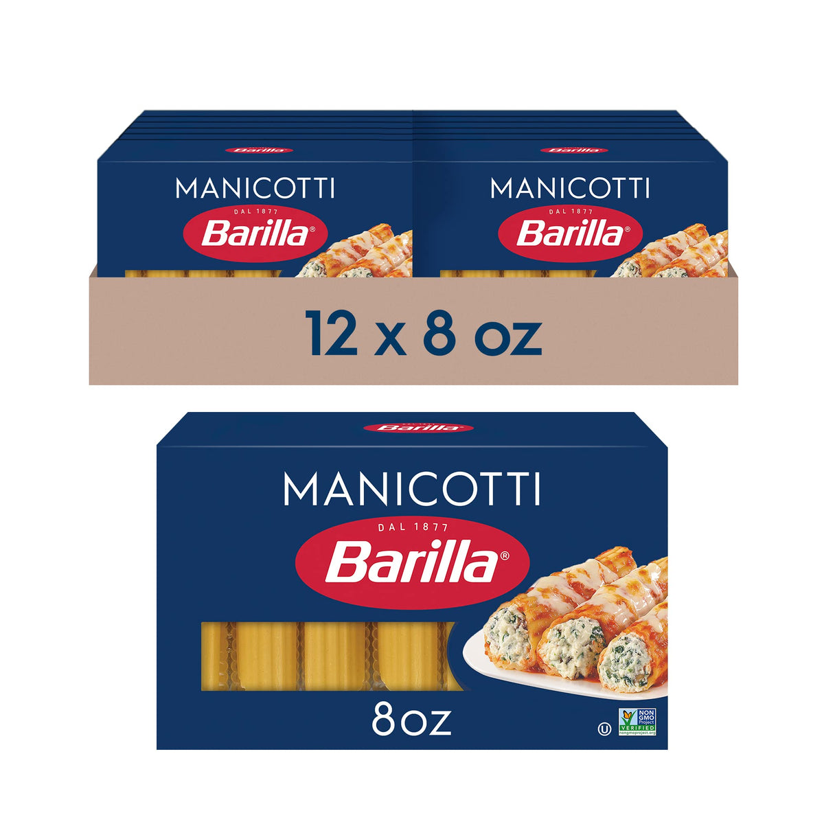Manicotti Pasta by Barilla – 8 Ounce (Pack of 12), Pack of 12, Model ASINPPOTLMCM2468