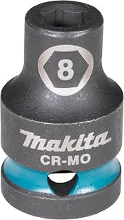 Makita E-16047 Impact Black Impact Socket 1/2" SW8 Short, Chrome-Molybdenum, 38 mm Long, Pack of 1