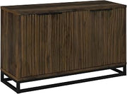 Furnifact Wood Veneer Accent Cabinet with 4 Doors, Buffet Cabinet with Storage Sideboard for Living Room, Dark Pine