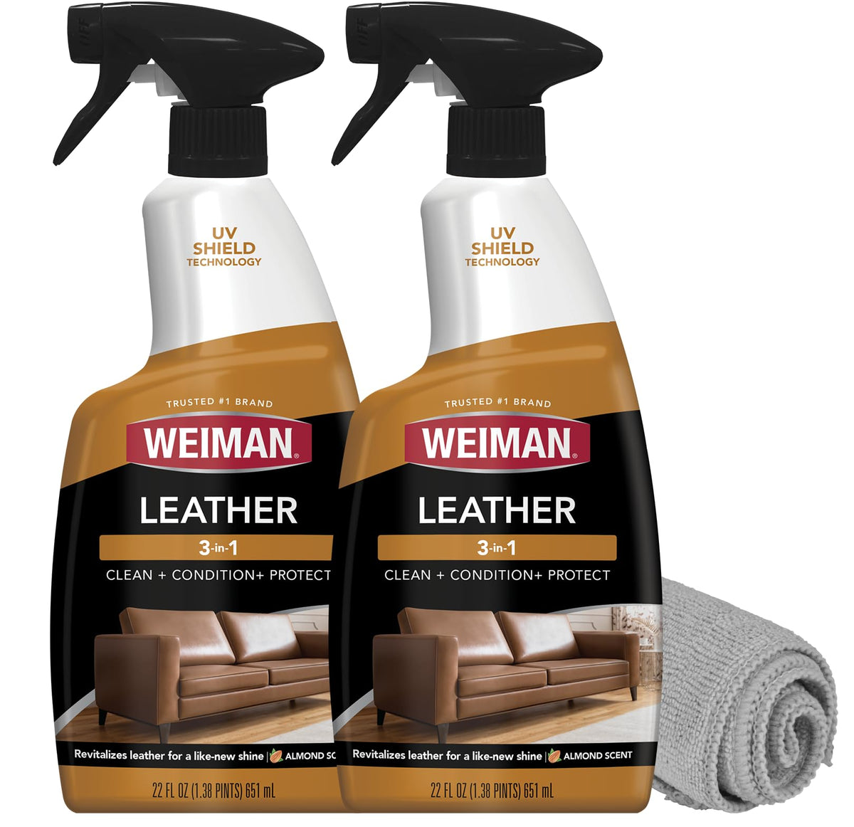 Leather Cleaner by Weiman – 22 Fl Oz (Pack of 2), 44.0 fluid_ounces, Pack of 2