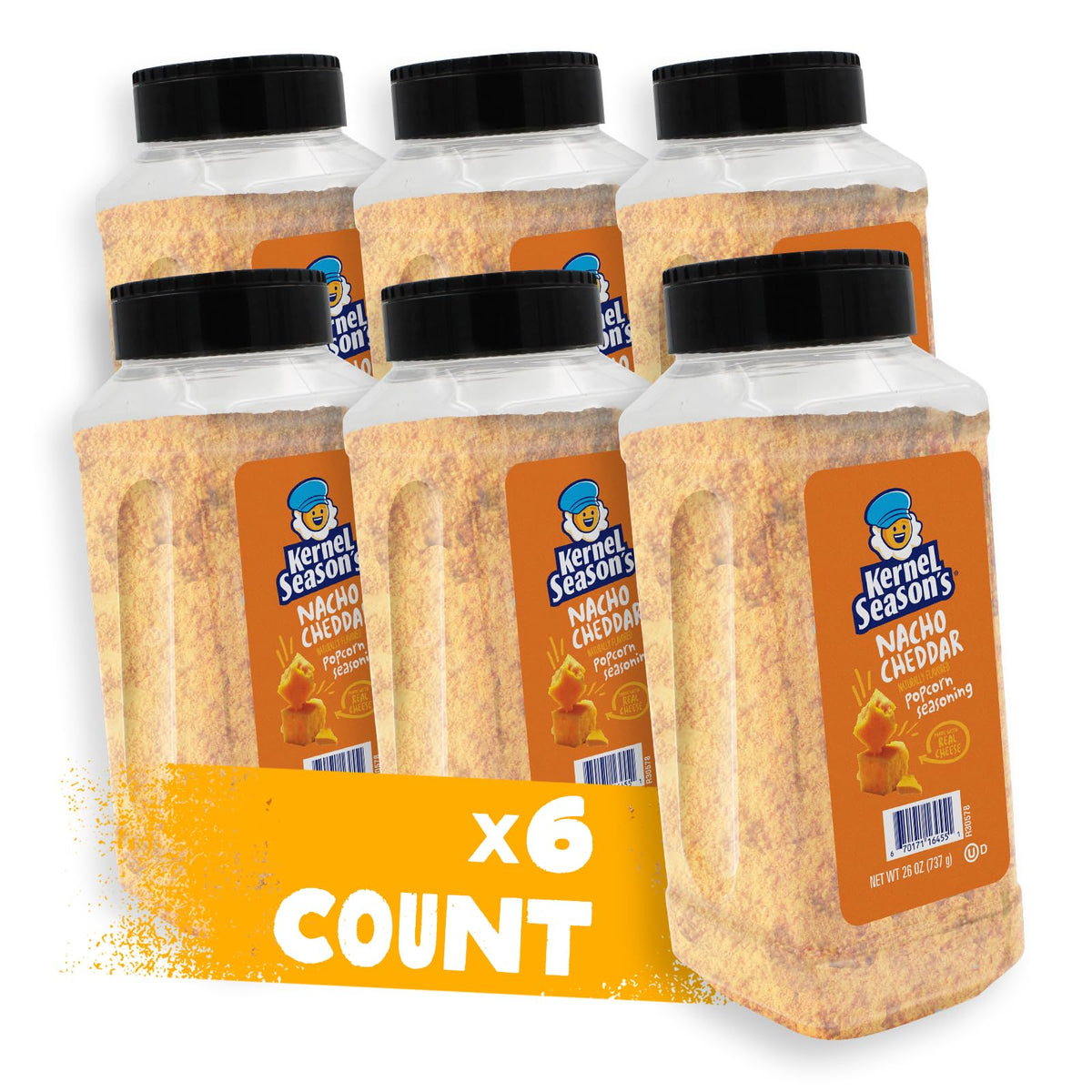 Kernel Season's Nacho Cheddar / 26 Ounce (Pack of 6) / 6 Popcorn Salt