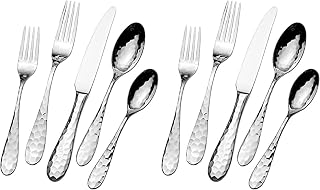 Mikasa Lilah Flatware Service for 8, 45 Piece Set, 18/10 Stainless Steel, Silverware Set with Serving Utensils (Pack of 2)