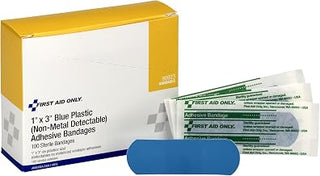 First Aid Only 90923-020: 1"X3" Plastic Bandages Blue, 100/Box