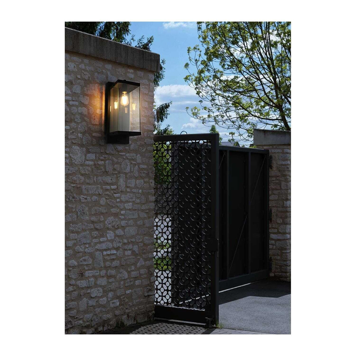 Julien One Light Outdoor Wall Sconce Black by Lighting Design – Iron, Black
