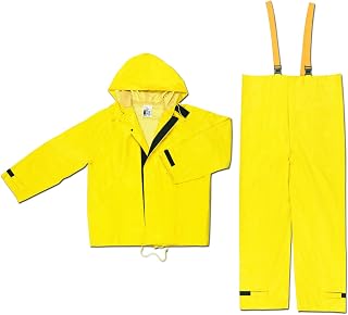 MCR Safety 8402L Hydroblast Neoprene/Nylon 2-Piece Rainsuit with Attached Hood, Yellow, Large