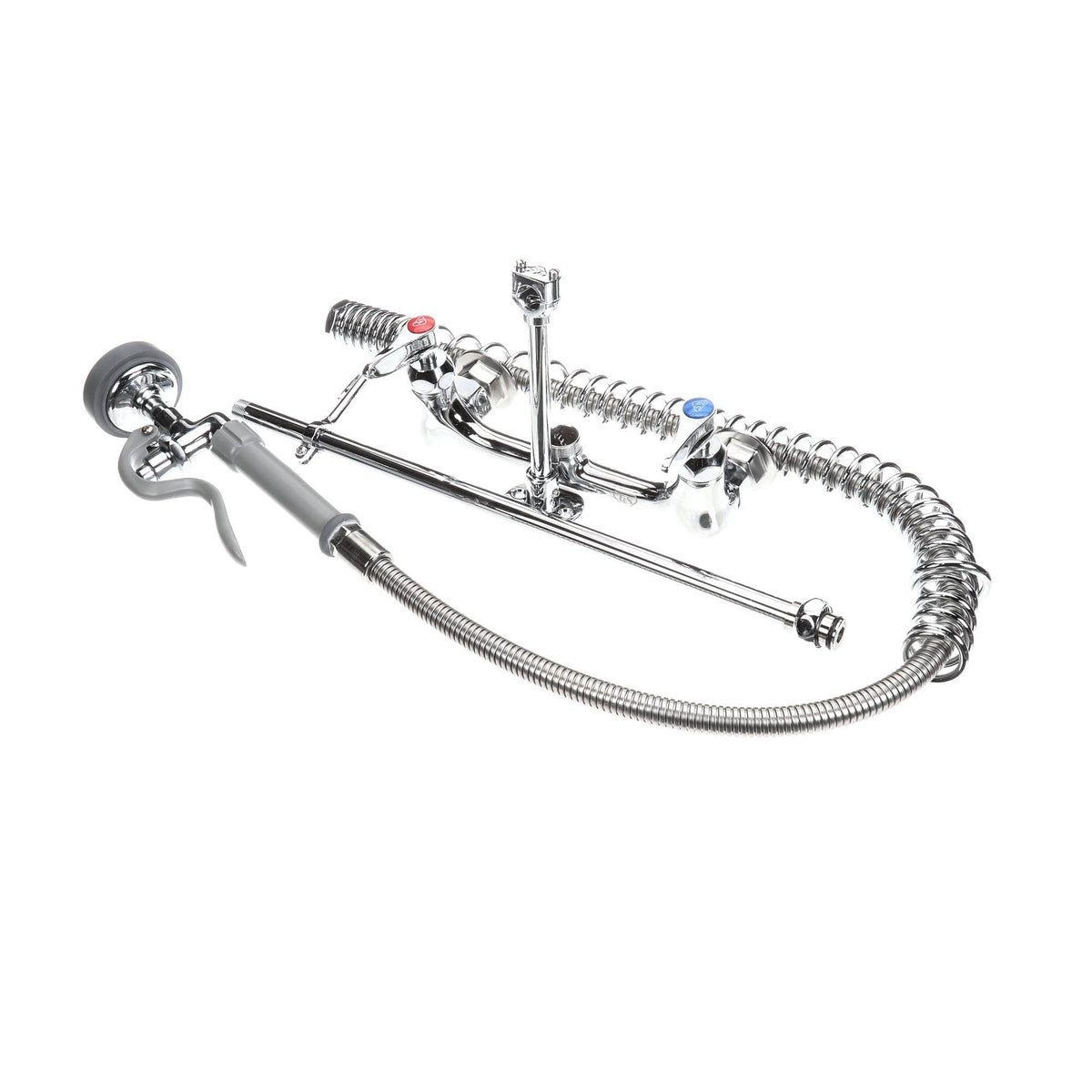 Easy Install Pre-Rinse Spring Action Cerama Cartridges Wall Mount with 8-Inch Centers Wall Bracket by T&S Brass – not_applicable, Brass, Polished Chrome, Model B-0133-CR-B