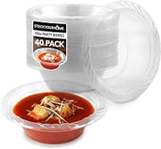 Stock Your Home 40 Pack 12 oz Elegant Clear Plastic Bowls for Parties Small Disposable Bowl for Fancy Dinner or Cocktail Party, Soup and Salad, Thick and Sturdy