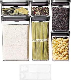 OXO Steel POP Food Storage Container 6-Piece Set with Labels, Grey