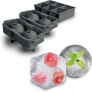 Tovolo Whiskey Ice Mold Set 2 Ball Sphere Molds Single Silicone Ice Tray Easy Release Ice Maker 6 Large Cubes 4 Spheres for Whiskey Cocktails Beverages, BPA Free Cocktail Ice Set for Cubes Spheres