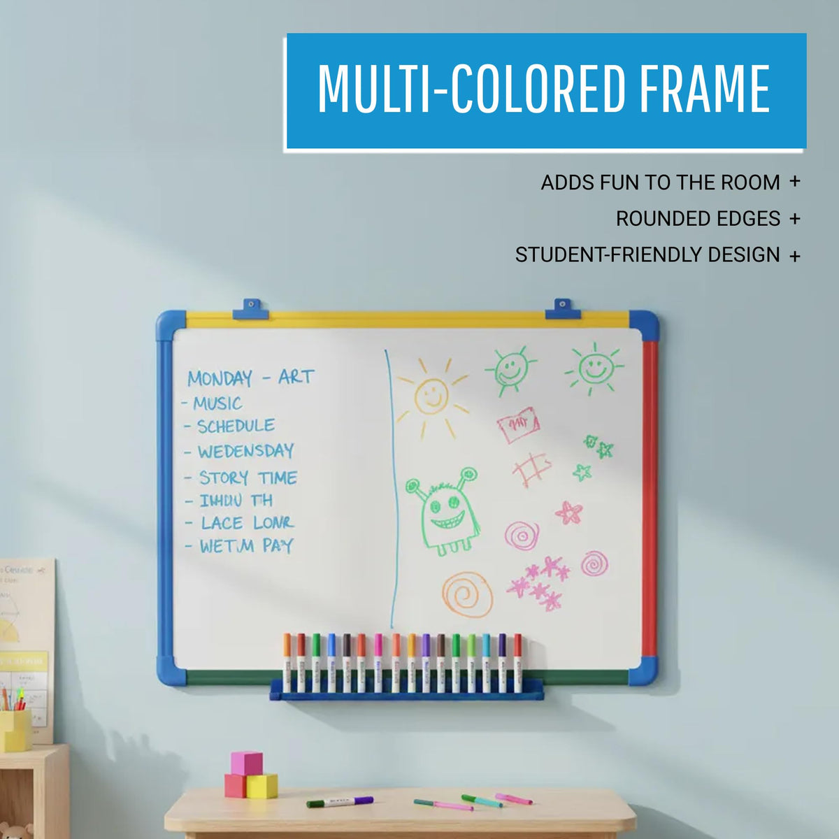 Schoolmate Dry Erase Whiteboard by MasterVision – 36" x 24", Multicolor, Model MB0707866