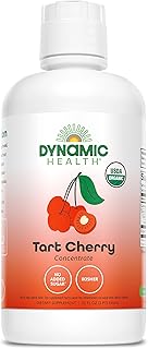 DYNAMIC HEALTH Organic 100% Tart Cherry Juice Concentrate, 32 fl oz | Antioxidant Support, Unsweetened, No Additives, 31 Servings, Vegan, Gluten Free