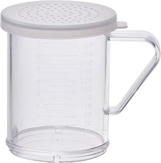 Winco 10 oz Clear Snap-On Lid Dredge, Medium Hole | Dishwasher safe, BPA-free, Medium hole, Snap-on fit, Great for Flour, Sugar, Spices and Baking Prep