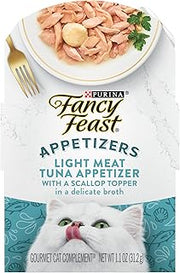 Purina Fancy Feast Appetizers, Tuna with Scallop Topper, 1.1 oz, 10-Pack