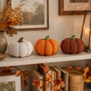 Meetyamor Resin Pumpkin Set, Knit Texture, White Orange Brown