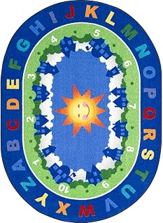 Joy Carpets Beautiful Day for Learning 7'8" x 10'9" Oval Area Rug in Color Multi