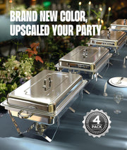 Ramvic Chafing Dish Set, 9 Quart, 4 Pack Silver