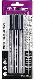 Tombow 66403 MONO Drawing Pen, 3-Pack. Create Precise, Detailed Drawings with Three Tip Sizes – 01, 03 and 05