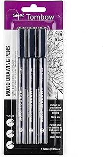 Tombow 66403 MONO Drawing Pen, 3-Pack. Create Precise, Detailed Drawings with Three Tip Sizes – 01, 03 and 05