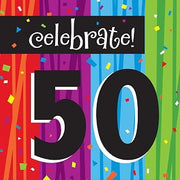 Creative Converting Table Needs, Milestone Celebration 50th Birthday 3-Ply Lunch Napkins, Party Supplies, Multicolor, One Size, 16ct
